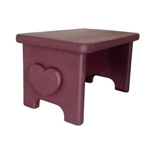 Primitive Red Heart Stool Farmhouse Decor Wooden Display Riser Rustic